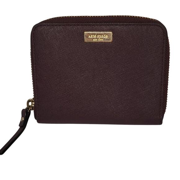 Kate Spade Burgundy Leather Wallet with Gold Accent - Picture 1 of 10